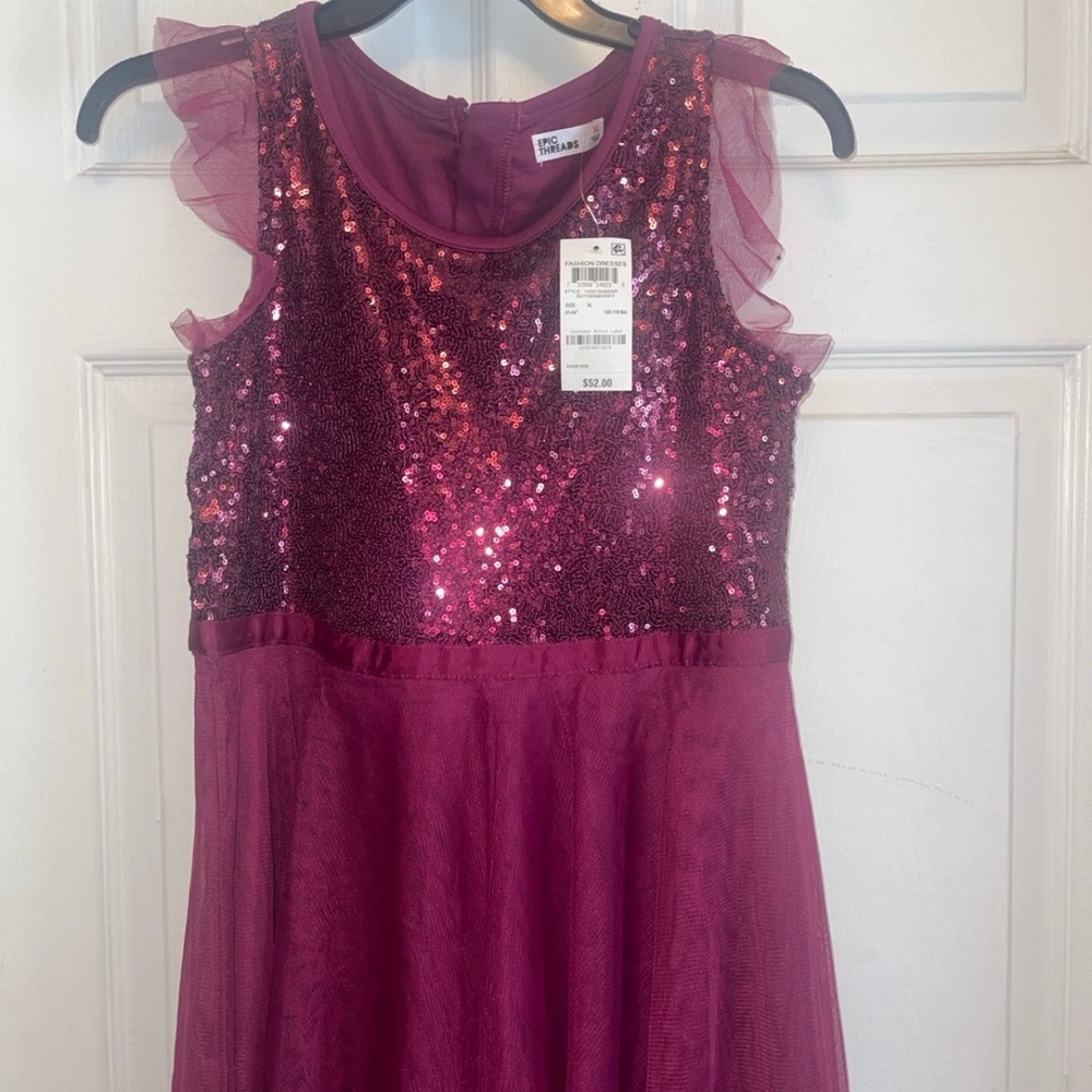Epic Threads Girls Sequin Party Dress in Boysenberry size kids XL 14/16